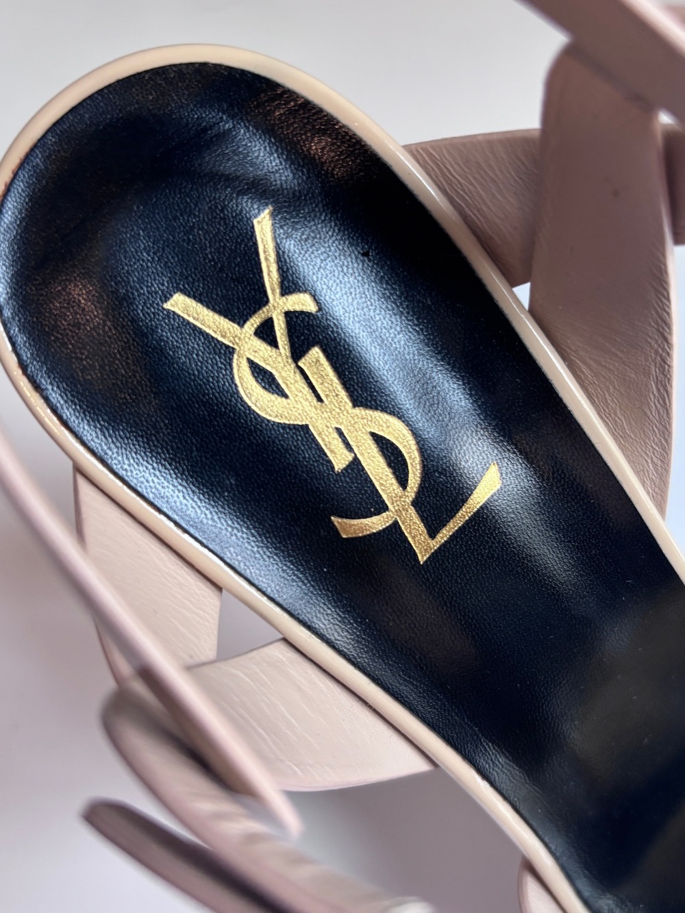 Yves Saint Laurent Patent Leather Nude T-Strap Platform Sandals - Picture 9 of 11